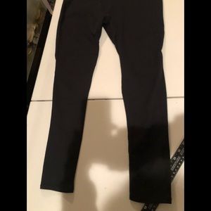 Fabletics XL black high waist leggings sheer back leg from lower thigh to ankle
